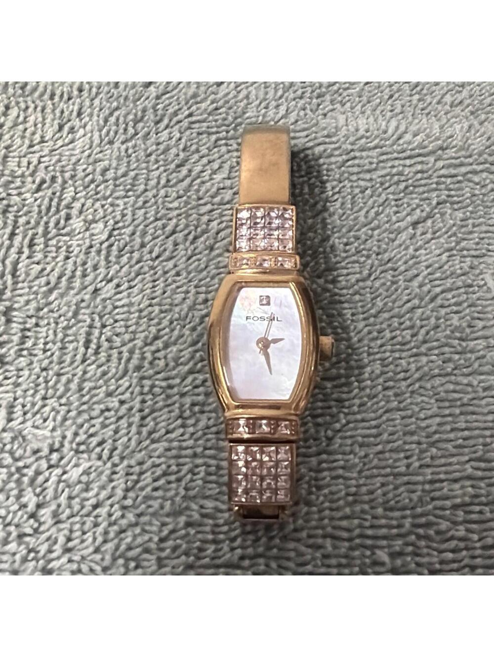 Fossil Watch Women’s Gold Tone F2 ES-1285 Crystal Accents MOP Dial